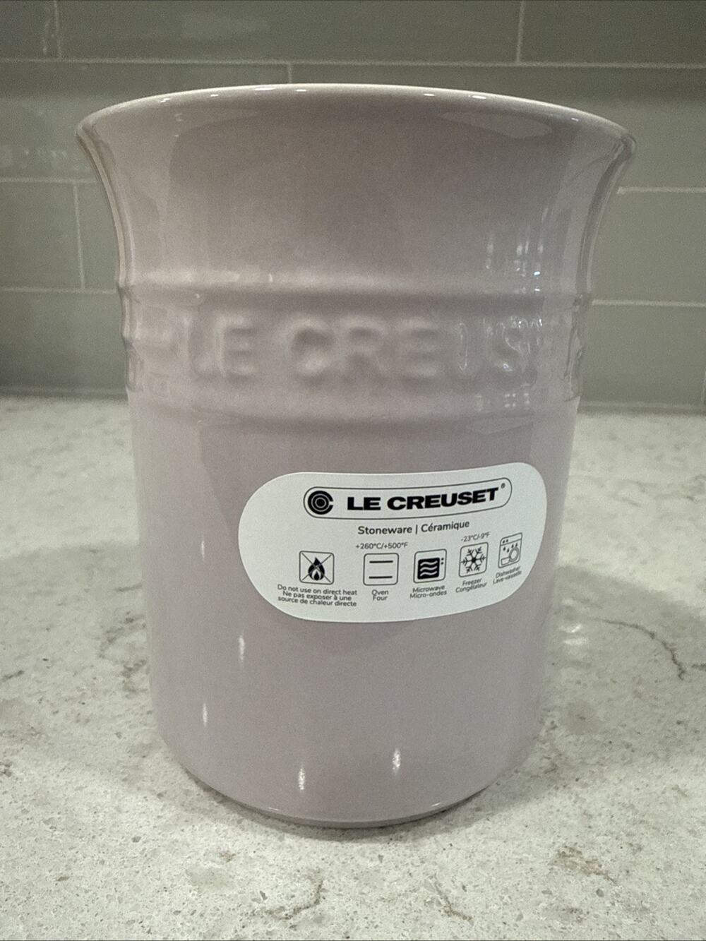 Le Creuset SHALLOT Pink Lilac Stoneware Utensil Crock Holder 1L Second Choix NEW
